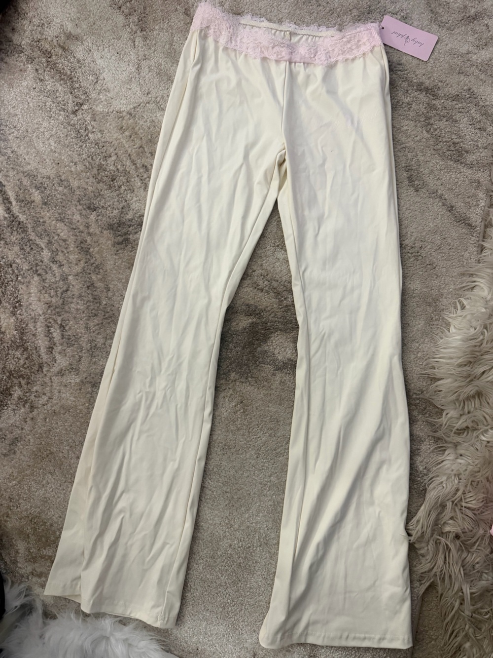 NWT Baby Phat Cream and Pink Lace Leggings